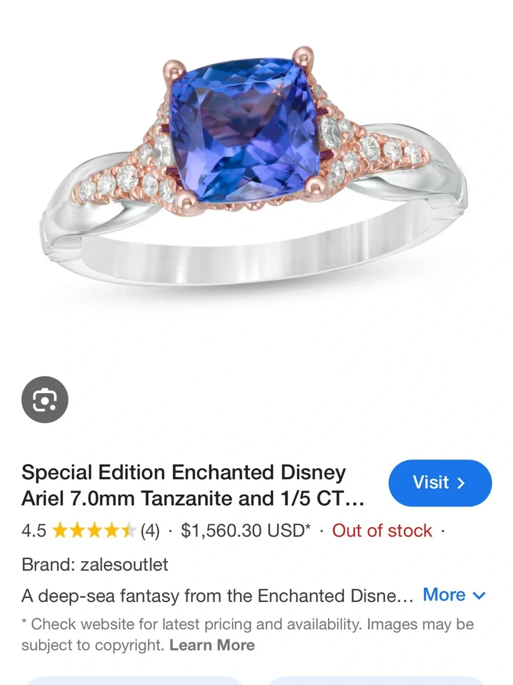 Special edition Little mermaid tanzanite and diamond ring